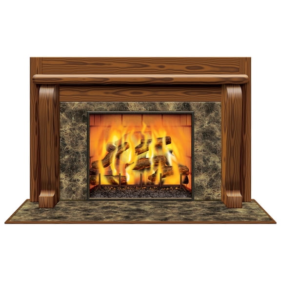Beistle Pack of 6 Winter Fireplace Insta-View Christmas Wall Decorations 38" x 62"