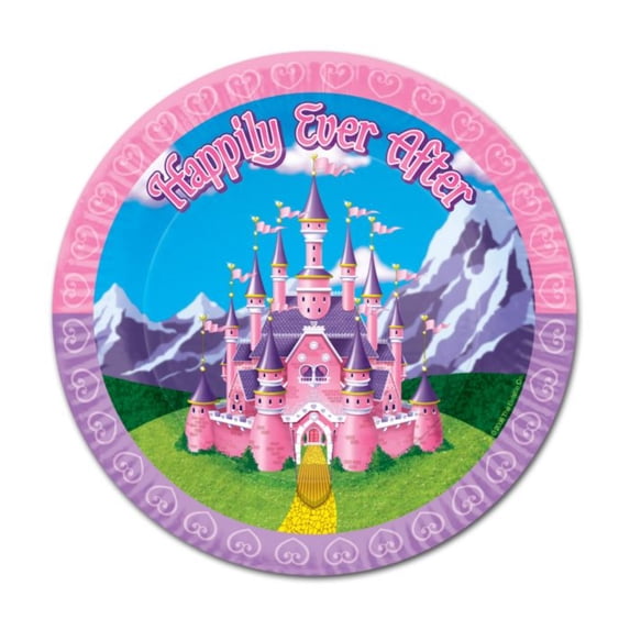 Beistle Pack of 96 Pink and Purple Princess Dinner Disposable Plates 9"