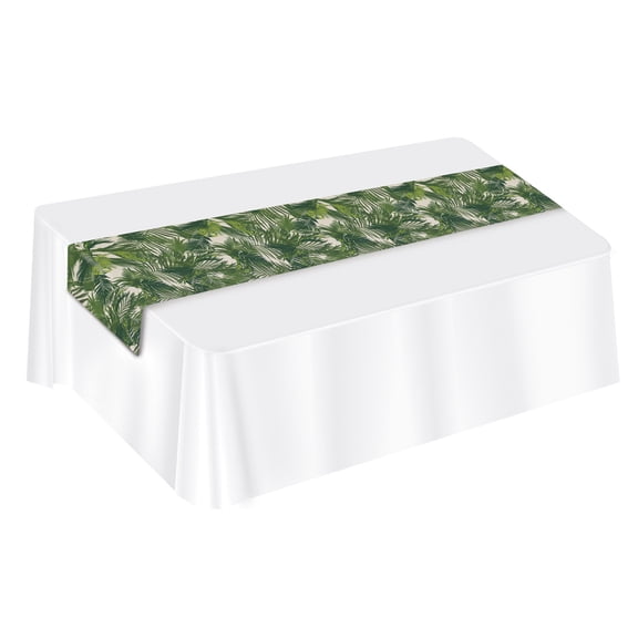 Beistle - Palm Leaf Fabric Table Runner - 12" x 6' - Pack of 12