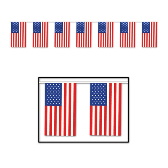Beistle Party American Flag Pennant Banner 17" X 60' - 12 Pack (1 Per Package)