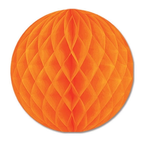 Beistle Club Pack of 24 Orange Honeycomb Hanging Tissue Ball Decorations 12"