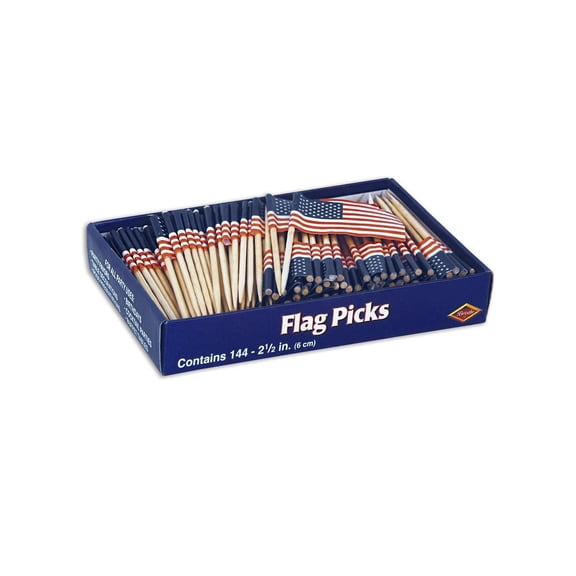 24 Pack Beistle U S Flag Picks Party 144 Piece Counter Display