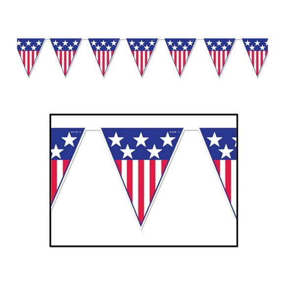 Beistle Patriotic Pennant Multi-color Fourth of July Party Banner, 13" x 3"