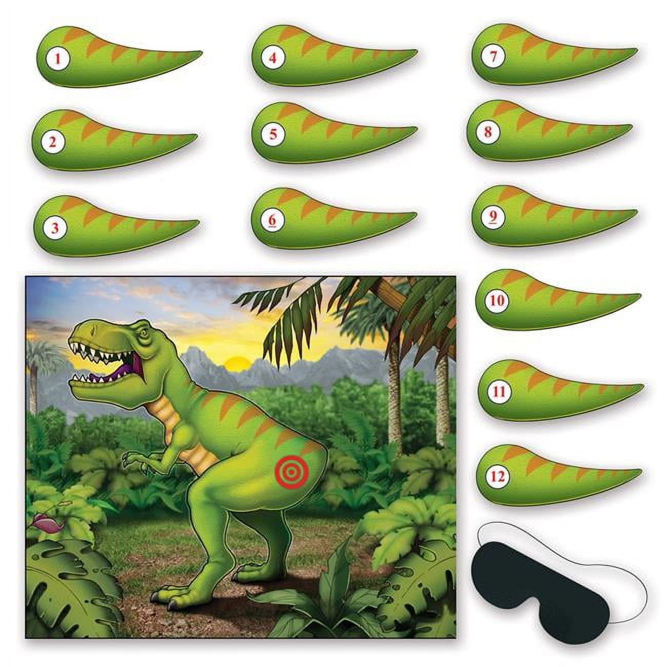 JOARHONAL Pin The Tail on The Dinosaur Game - Dinosaur Birthday Party Games  for Kids Boys Watercolor Dinosaur Party Supplies with 24 PCs Tail Stickers