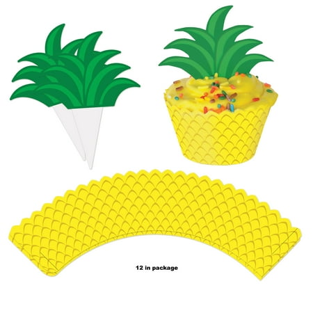 Beistle - Pineapple Cupcake Wrappers - 8" - Pack of 12