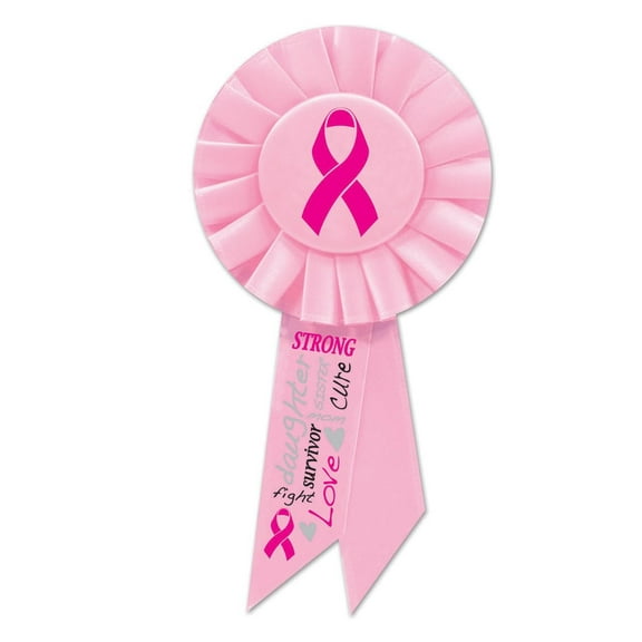Beistle - Pink Ribbon Rosette - 3¼" x 6½" - Pack of 6