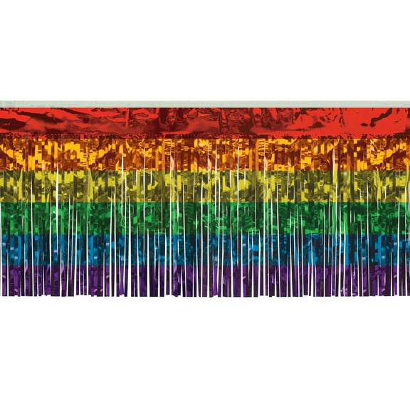 6 Pack Beistle Packaged 1-Ply Metallic Party Fringe Drape - rainbow
