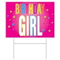 thumbnail image 1 of Beistle - Plastic Birthday Girl Yard Sign - 11½" x 15½" - Pack of 6, 1 of 1