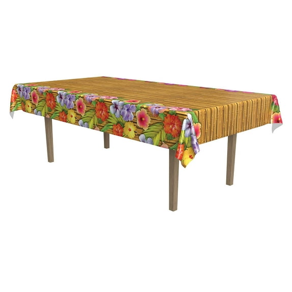 Luau Tablecover 54" X 108", Plastic - 12 Pack (1 Per Package)