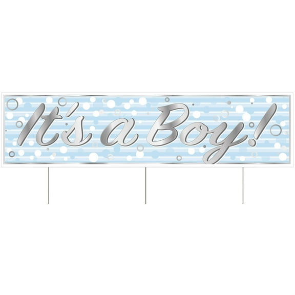 Beistle Plastic Jumbo It's A Boy! Baby Shower Yard Sign With Stakes Outdoor Lawn Decorations