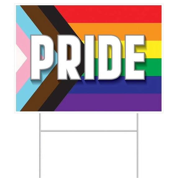 Beistle, Plastic Pride Flag Yard Sign 11.5" x 15.5"