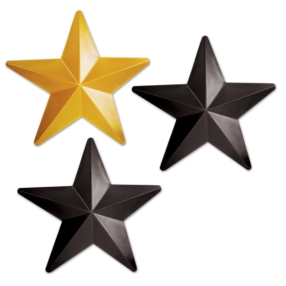 36 Pack Beistle Plastic Stars, asst black & gold Party Decorations