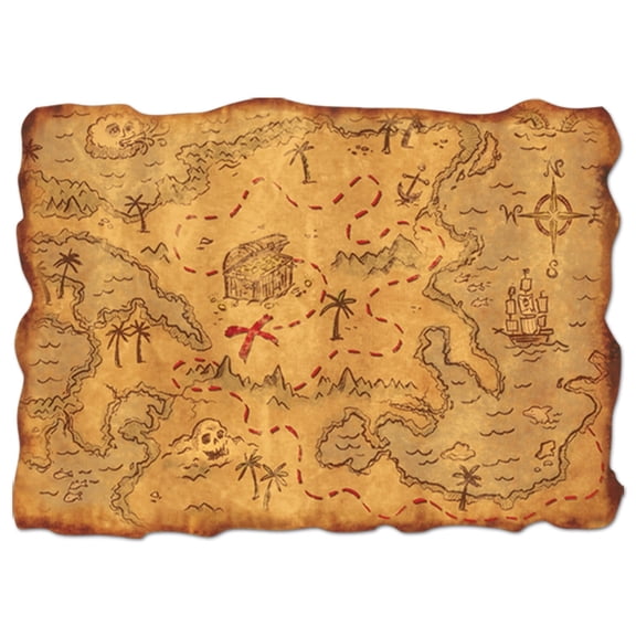 Beistle - Plastic Treasure Map - 12" x 18" - Pack of 12