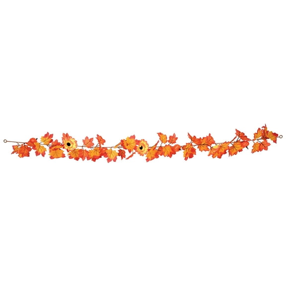 Beistle Polyester Fabric Artificial Autumn Leaf Foliage Hanging Garland Thanksgiving Dcor for Home Indoor/Outdoor Fall Wedding Decorations Holiday Harvest Party Supplies, 6', Red/Orange/Yellow/Brown