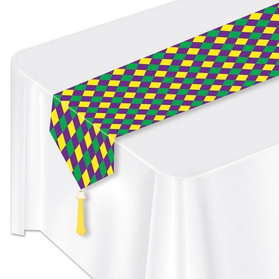 Beistle - Printed Mardi Gras Table Runner - 11" x 6' - Pack of 12