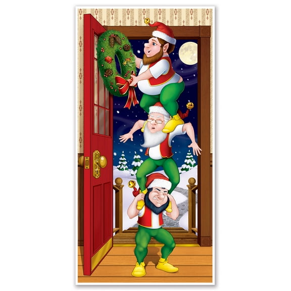 Christmas Elves Door Cover, 5' x 30", (2/Pkg)