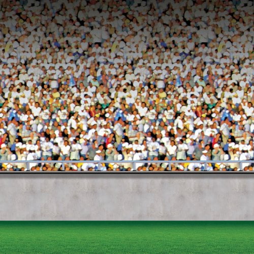 Beistle Printed Plastic Lower Deck Stadium Photography Backdrop for Sports Theme Birthday Party Decorations Game Day Photo Booth Background, 4' x 30', Multicolored