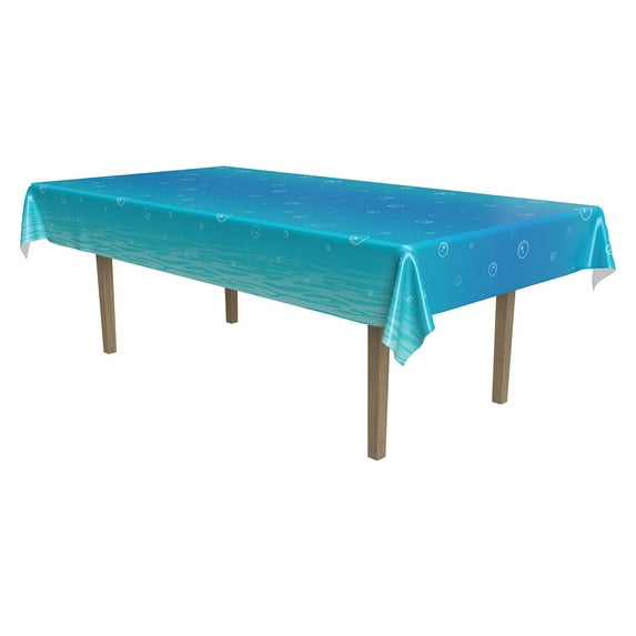 Beistle Printed Plastic Under The Sea Rectangle Bubble Print Table Cover Luau Beach Theme Tableware For Mermaid Birthday Party Supplies