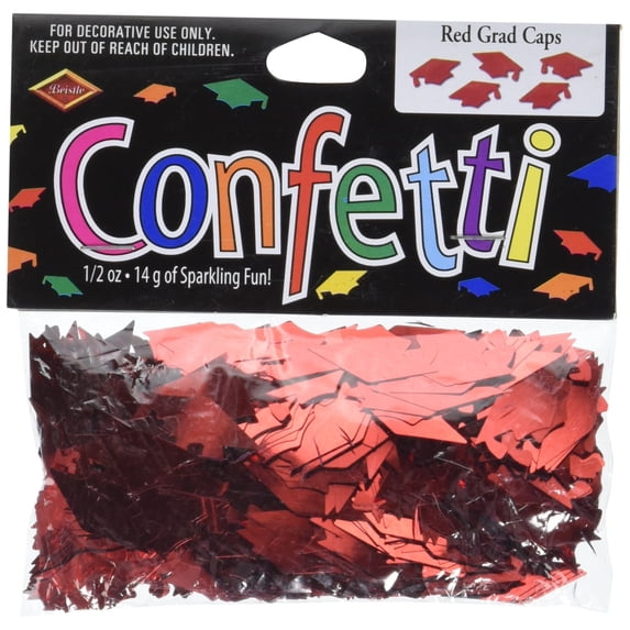 Beistle Red Graduation Cap Cutout Plastic Confetti-1 Pack / .5oz