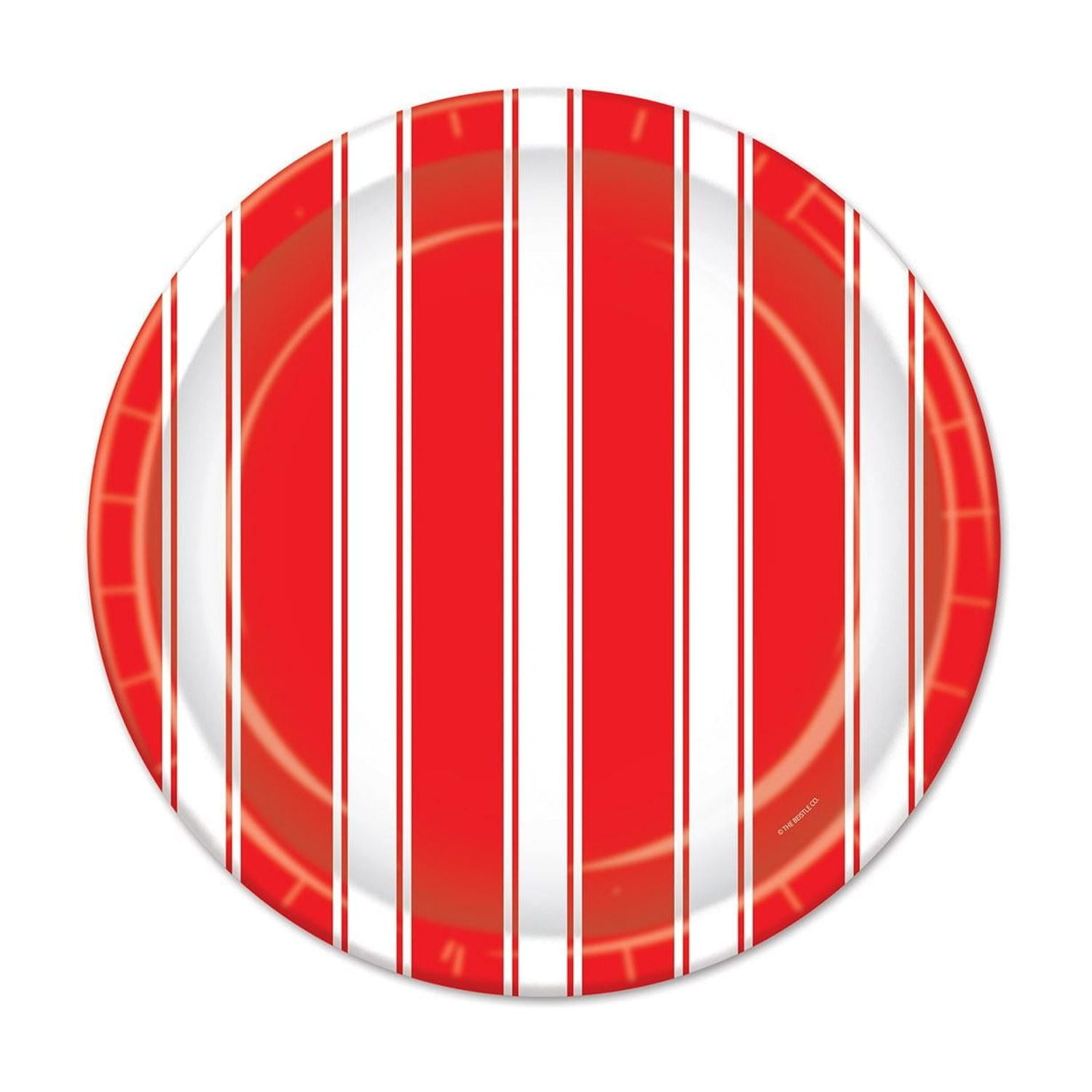 96 Pack Beistle Red/White Stripes Party Paper Plates 7 inch