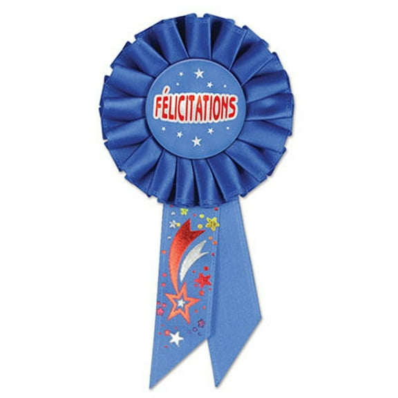 Beistle Set of 6 Blue Felicitations (Congratulations) Rosette Ribbon 6.5
