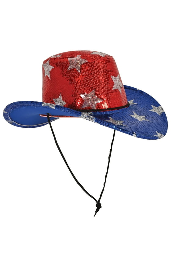 Sequined Patriotic Cowboy Hat, (1/Pkg)