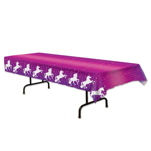 Set of 12 Fuchsia and Blue Unicorn Design Rectangular Table Cover 9'