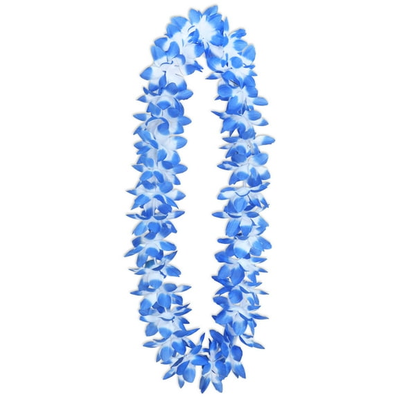 Beistle Set of 12 White with Blue Tips Oasis Floral Lei 34"