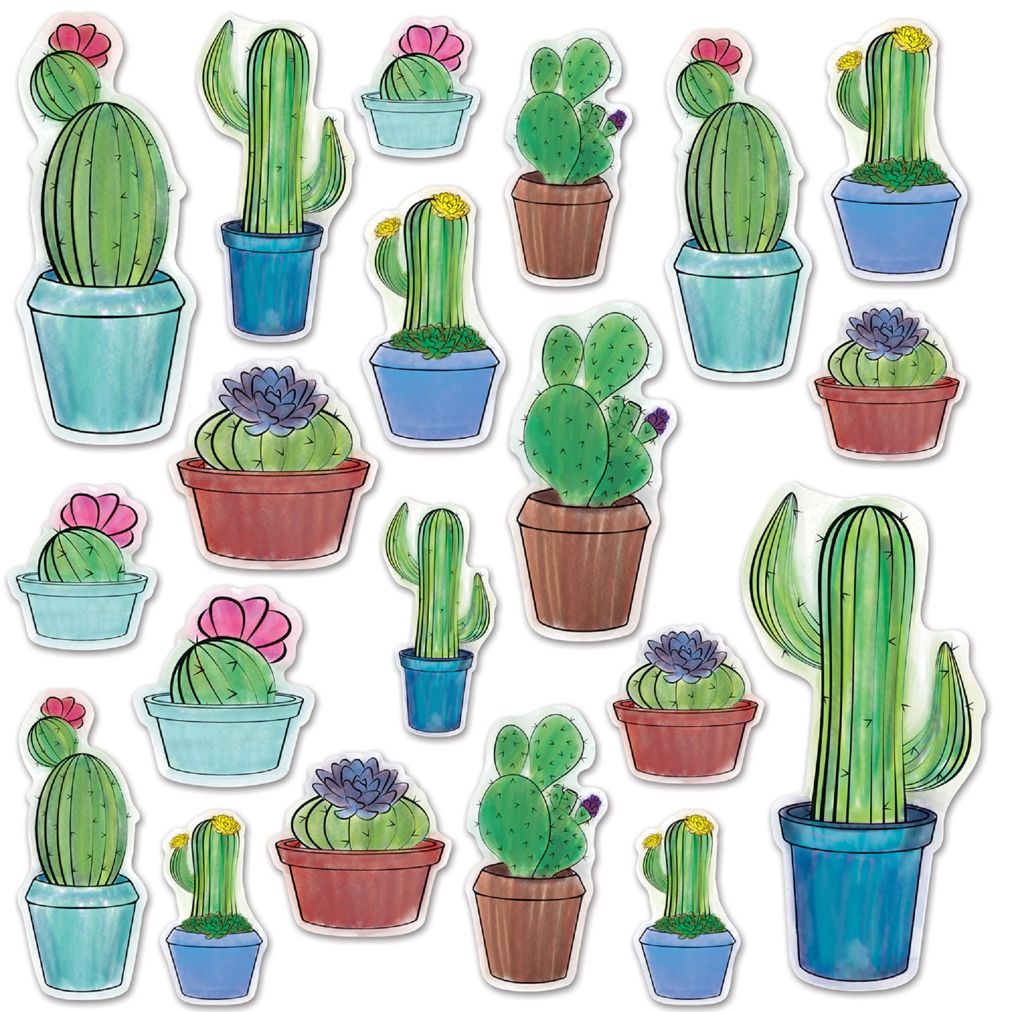 Set of 240 Green Different-sized Cactus Cutouts 13.50"
