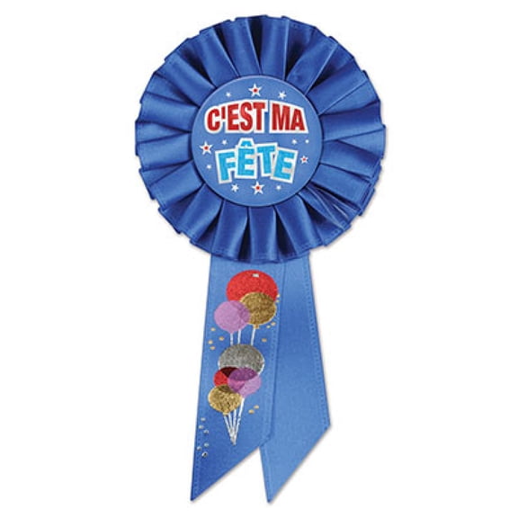 Beistle Set of 6 Blue C'est Ma Fete (Birthday Boy) Rosette Ribbon 6.5