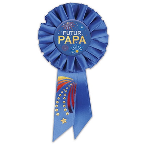 Beistle Set of 6 Blue Futur Papa (Dad To Be) Rosette Ribbon 6.5