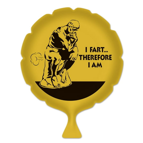 Set of 6 Yellow and Black "I Fart...Therefore I Am" Male Statue Whoopee Cushion - 8"