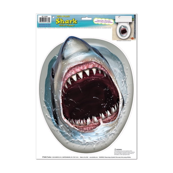 Beistle - Shark Toilet Topper Peel 'N Place - 12" x 17" Sh - Pack of 12