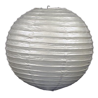 Club Pack of 18 Round Silver Hanging Wedding Paper Lantern Party Decorations 9.5"