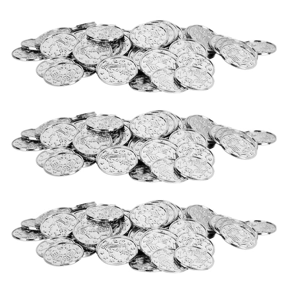 Beistle Silver Plastic Coins 300-Pack Embossed 1" Round Plastic Coins with Miss Liberty and Eagle Design for Mardi Gras Carnival Toss Table Scatter Casino Nights and Patriotic Celebration Decor