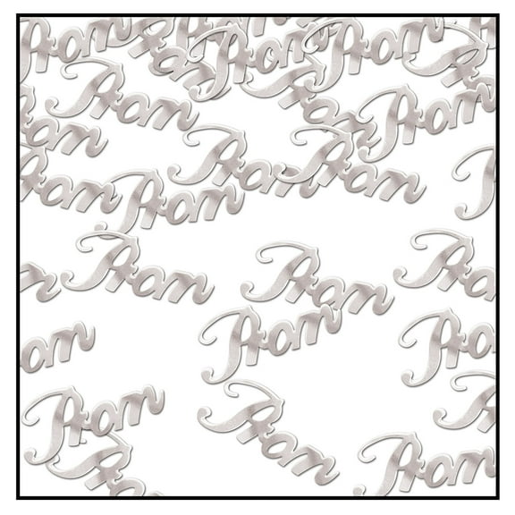 Beistle Silver Prom Script Cutout Plastic Confetti-1 pack / .5oz, 0.5 oz