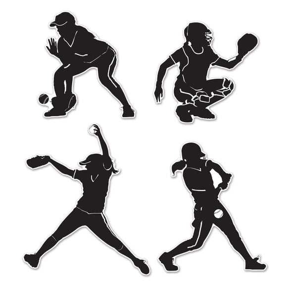 48 Piece Bulk Softball Party Silhouettes