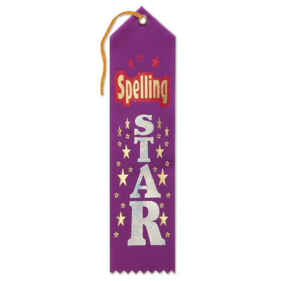 Beistle - Spelling Star Award Ribbon - 2" x 8" - Pack of 6