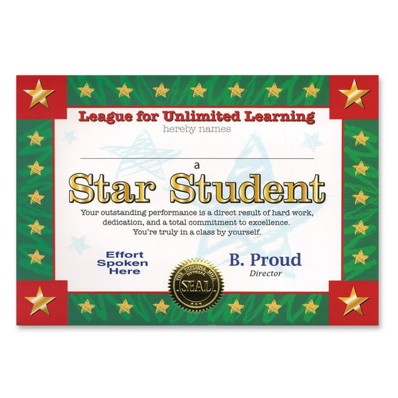 Beistle Star Student Certificate (Case of 6)