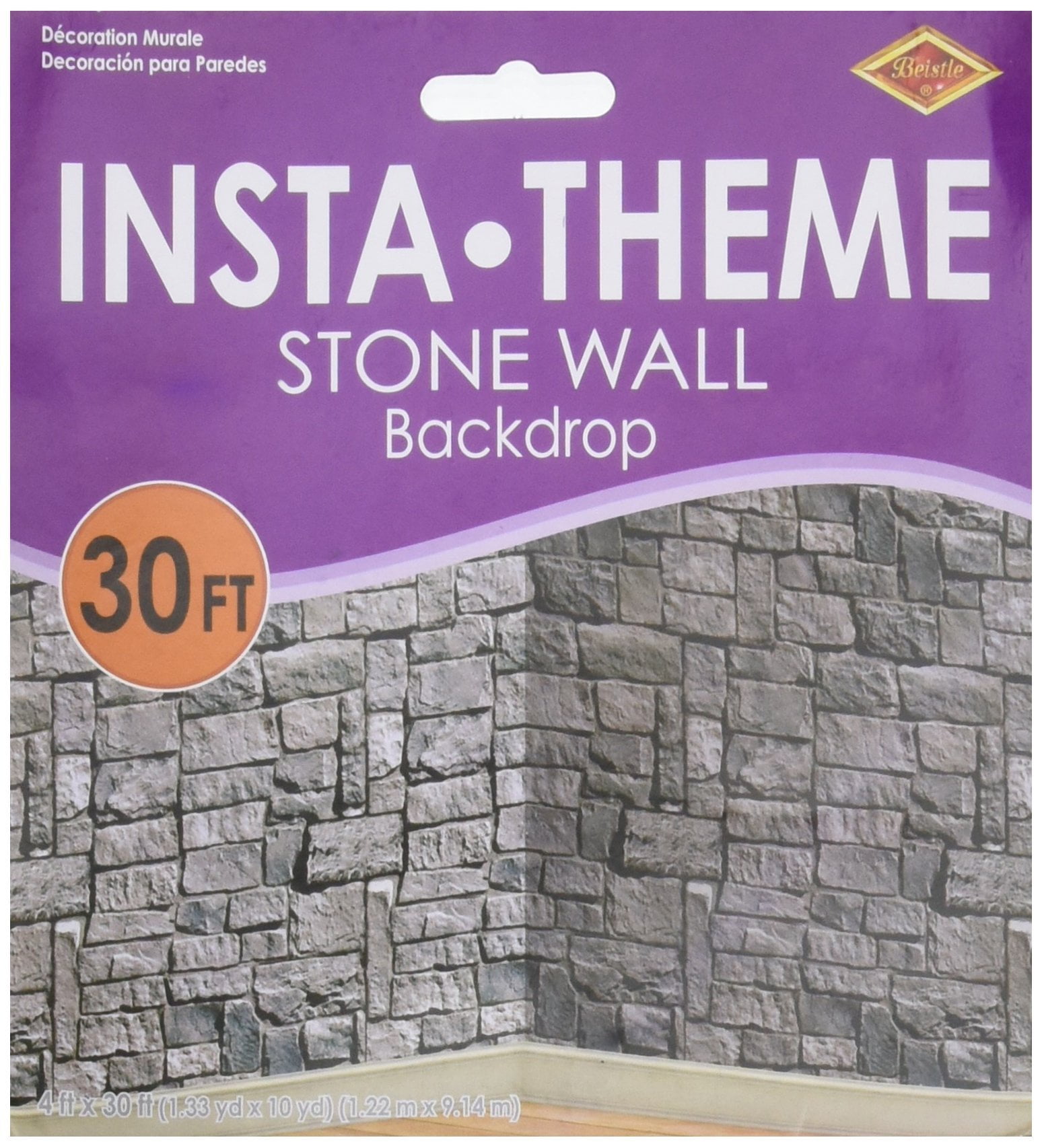 Gray Stone Wall Plastic Backdrop, 30ft