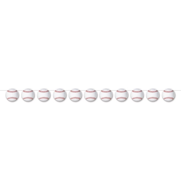 Beistle Streamers, 2 Count Slam Sports Party Decorations Ribbon for Grand Birthdays, Team Events, Banquets, Fundraisers, and Baseball-Themed Celebrations, 6 3, 5.5" x 6' 3", White/Red/Black