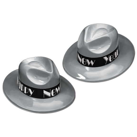 Beistle Club Pack of 25 Silver Swing Fedora "Happy New Years" Legacy Party Favor Hats