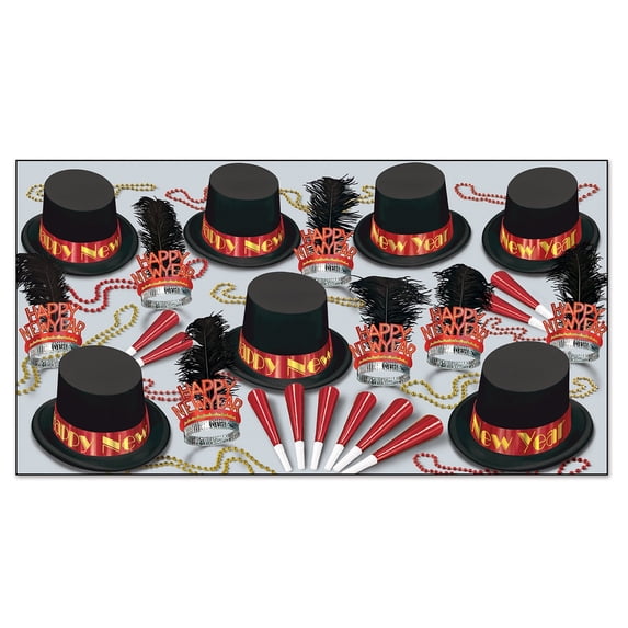 Beistle The Red Onyx Party Kit For 50 People For New Year's Eve
