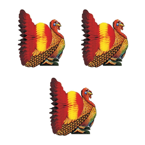 Beistle Tissue Turkey Centerpieces, 9", 9", Brown/Orange/Yellow/Red