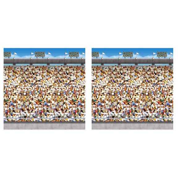 Beistle Upper Deck Stadium Backdrops 4 x 30 2 Pack Backdrop for Parties Photo Backdrop Easy to Adhere Wall Covering Photography Background Sports Party Decoration