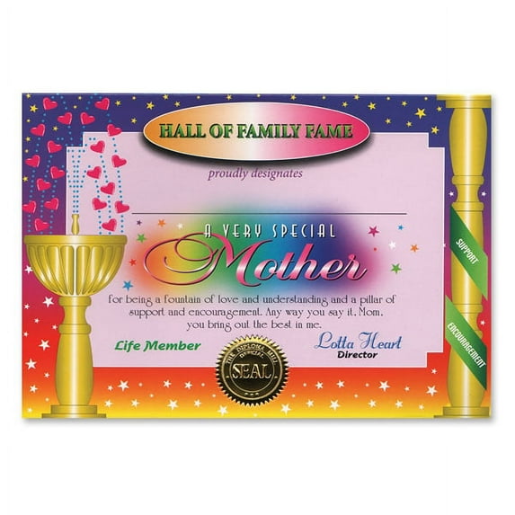 Beistle Pack of 6 ''Very Special Mother'' Certificates 5" x 7"