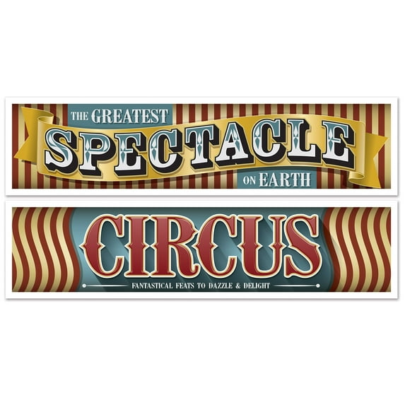 Beistle - Vintage Circus Banners - 15" x 5' - Pack of 12