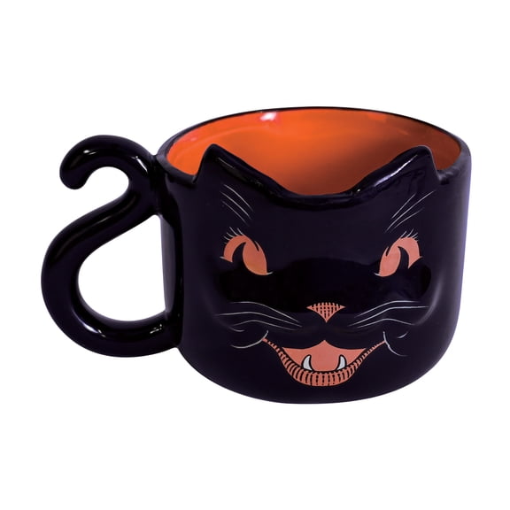 Beistle Vintage Halloween Ceramic Black Cat Mug, 12 oz