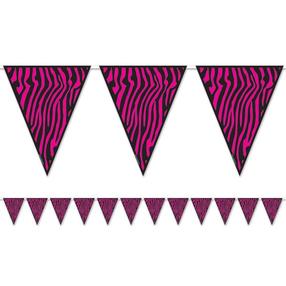 Beistle Zebra Print Pennant Banner, 10-Inch by 12-Feet