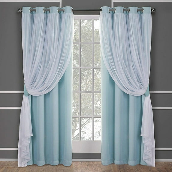 Beiwei 1pc Bedroom Blackout Window Curtain Grommet Room Darkening Curtain Eyelet Ring Top Thermal Insulated Window Drape Light Blue Width:52"x Length:96"
